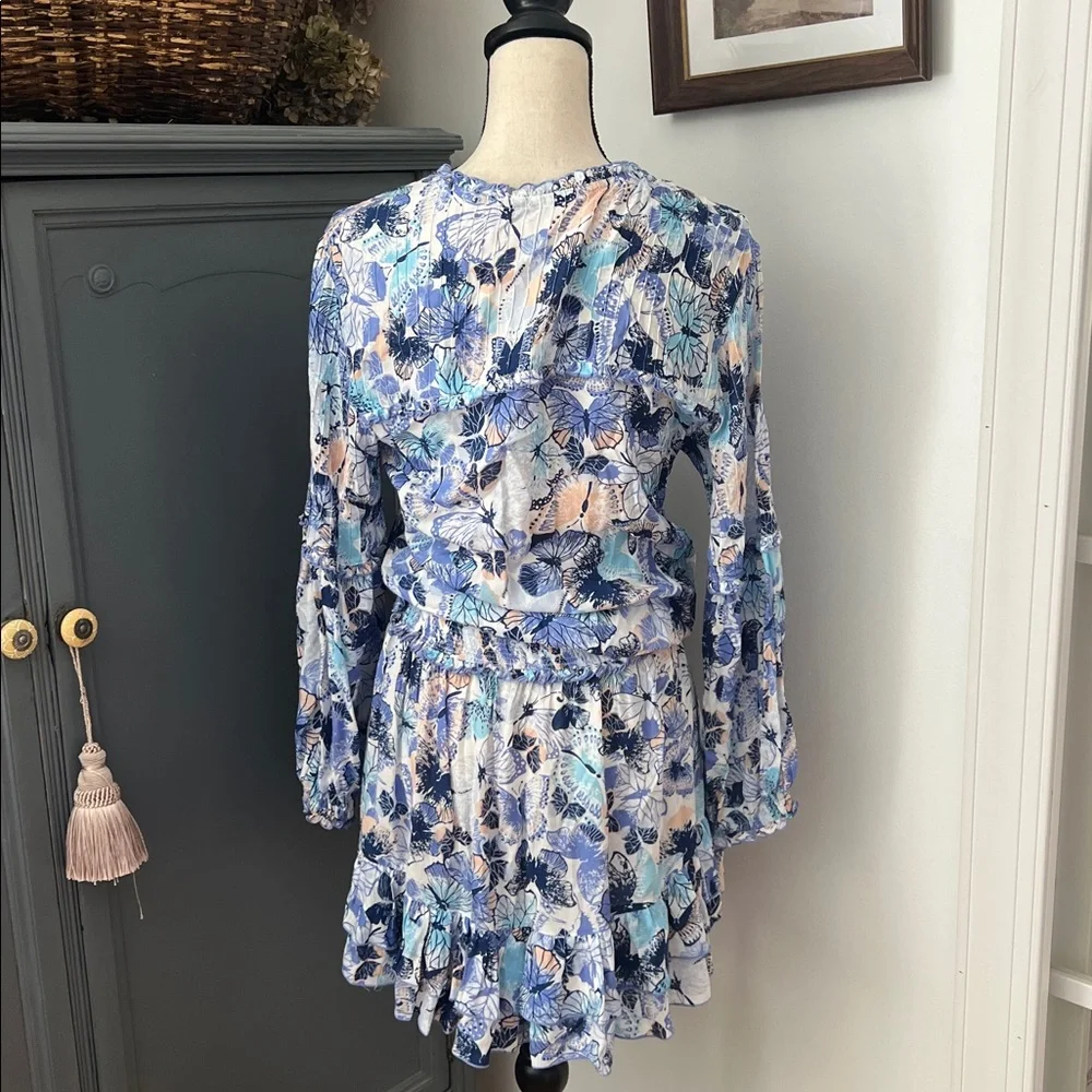Poupette St Barth Ilona Mini Dress White Blue Mariposa - Picture 4 of 4